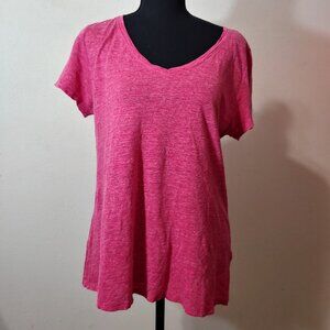 Eileen Fisher Organic Linen V Neck T Shirt Women Size Small Pink